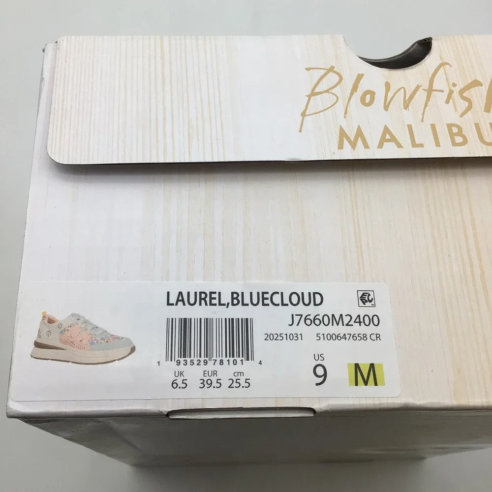 Blowfish Malibu Laurel Blue Cloud Floral Sneakers J7660M2400 Womens SIze 9 NEW